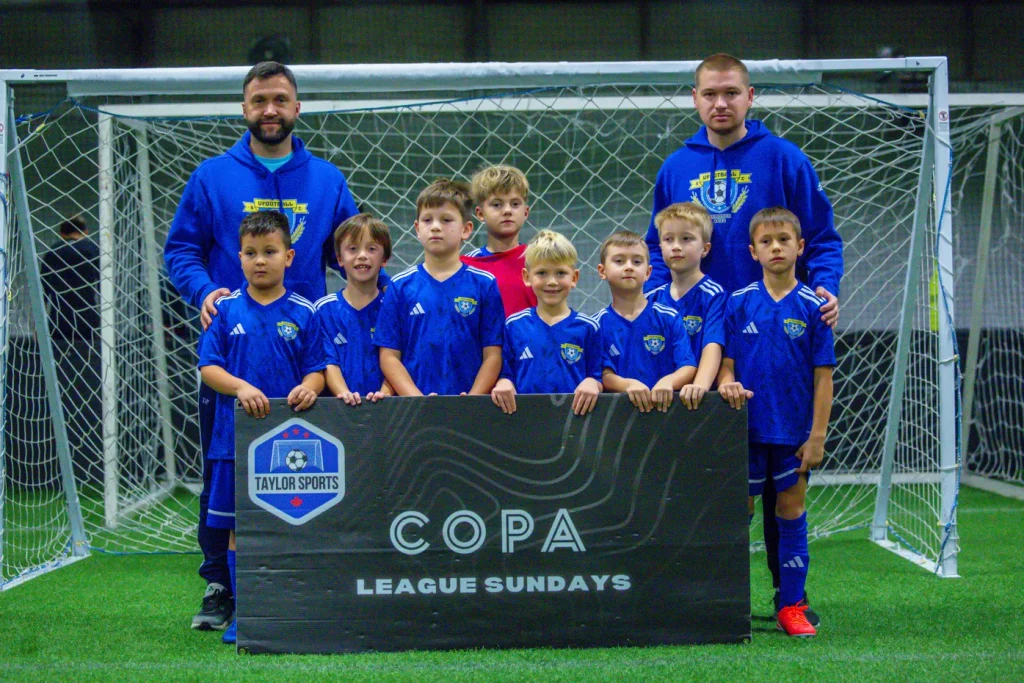 Children soccer academy practice field